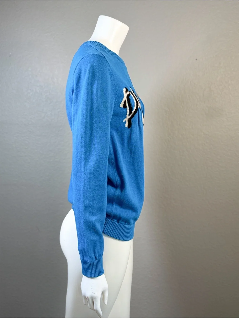 Playboy Blue Bunny Logo Cotton Sweater Y2K Graphic Knit Top Small